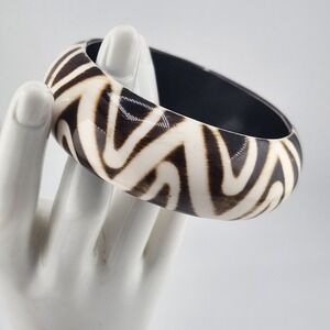 Brown‎ And White Acrylic Bangle Bracelet